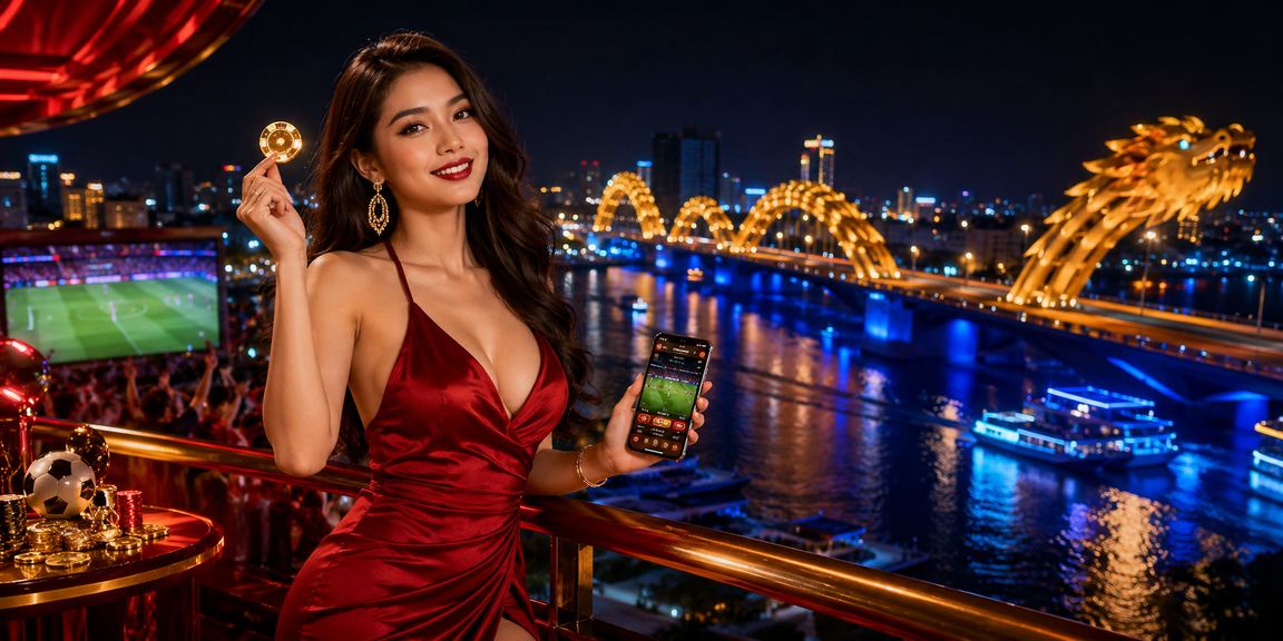 Người dùng thư giãn trên bãi biển Đà Nẵng với điện thoại, tận hưởng trải nghiệm casino di động một cách cân bằng