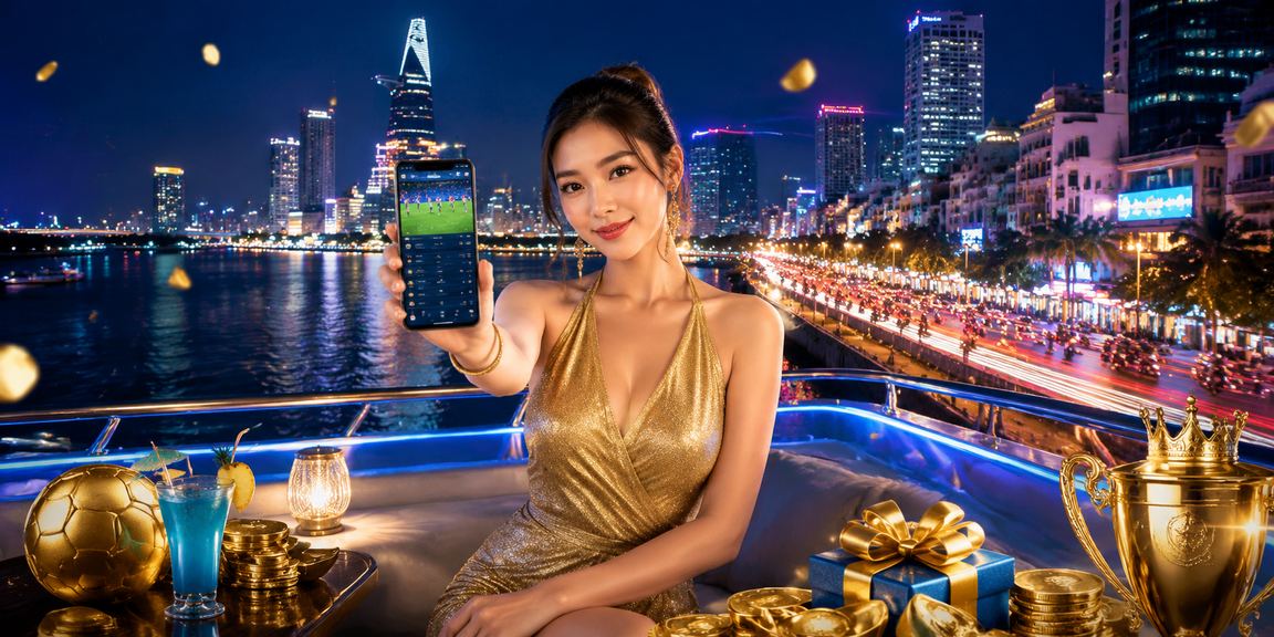 Không gian cá cược casino trực tuyến Việt Nam với ánh đèn neon rực rỡ và bầu không khí sôi động