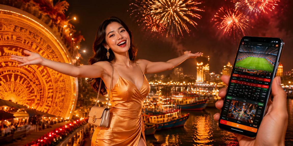 Người dùng truy cập casino trực tuyến tại chợ đêm Vũng Tàu với điện thoại di động dưới ánh đèn lung linh